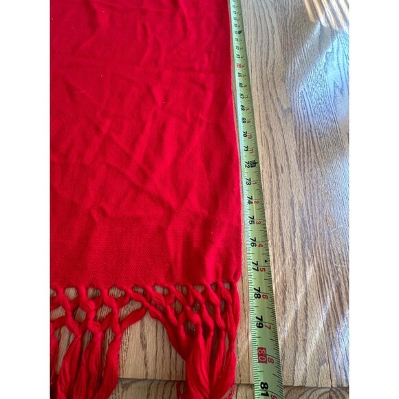 Red Tassel-Trimmed Scarf/Shawl - Cozy Winter Accessory For Women Soft & Stylish - Picture 11 of 11